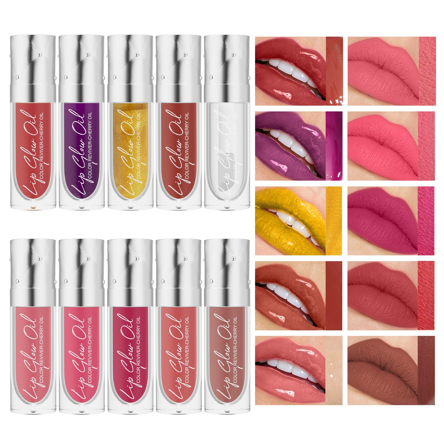 Lip Color Oil Color Reviewer – Kirschöl 5 Farben und 5 Farben Lipgloss-Make-up 