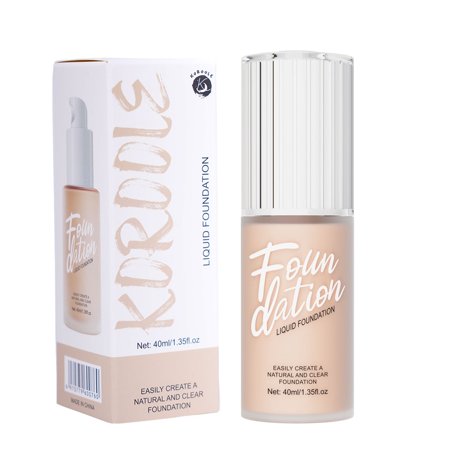 Koroole 40ML Liquid Foundation Natural And Clear Foundation Powder Free Base Makeup